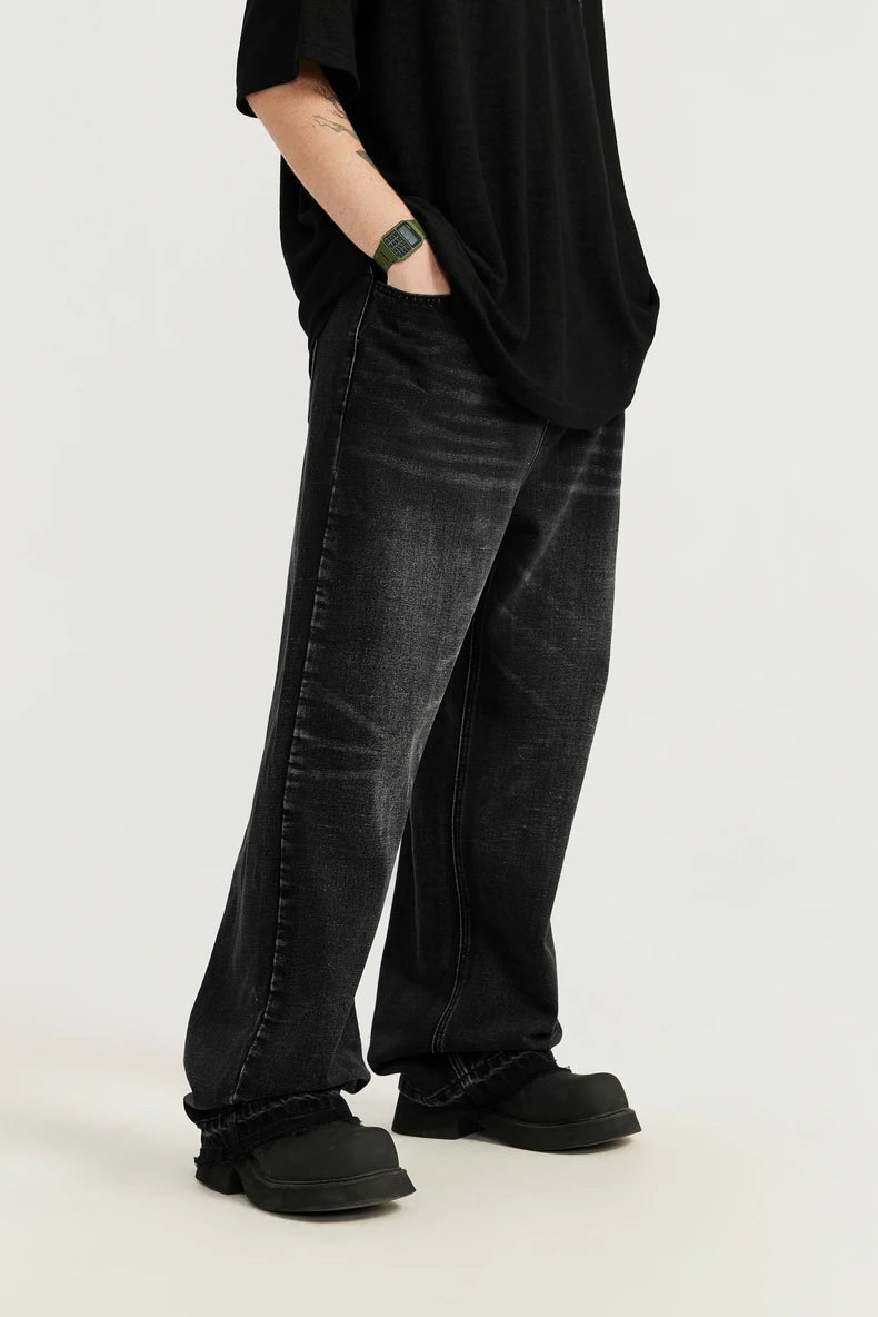 Vintage Washed Denim Classic Pants Jeans