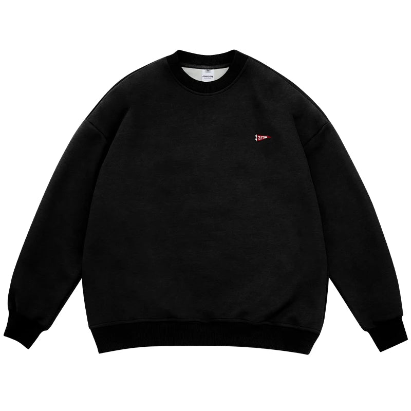 Trendy Japanese Letter Embroidery Sweatshirt