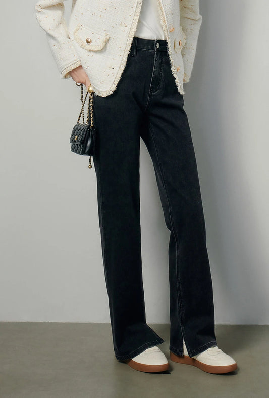 High Waist Slim Fit Straight Jeans