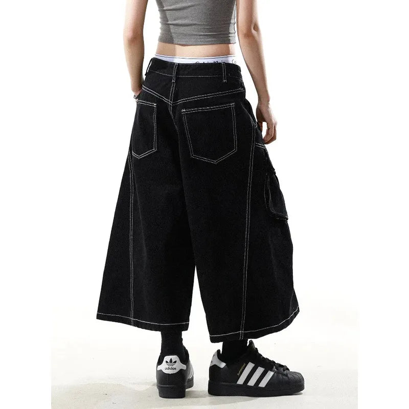 Retro High Waist Baggy Blue Jorts