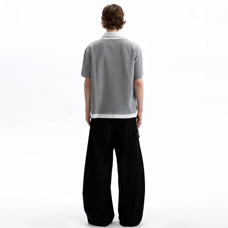 Elegant Two-Piece Lapel Short Sleeve T-Shirt