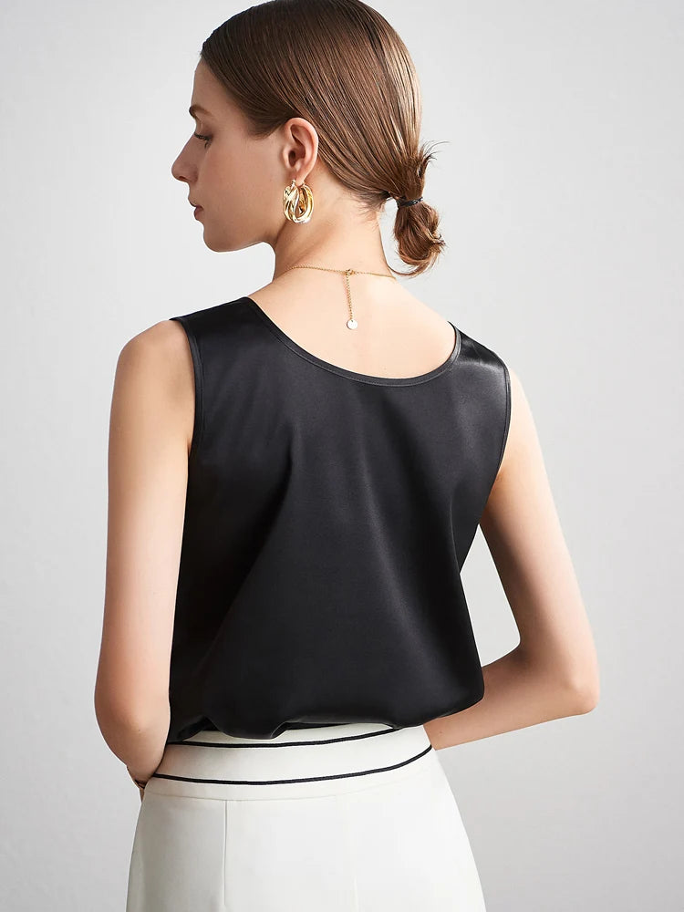 Luxurious Silk Chic O-Neck Tank T-Shirt