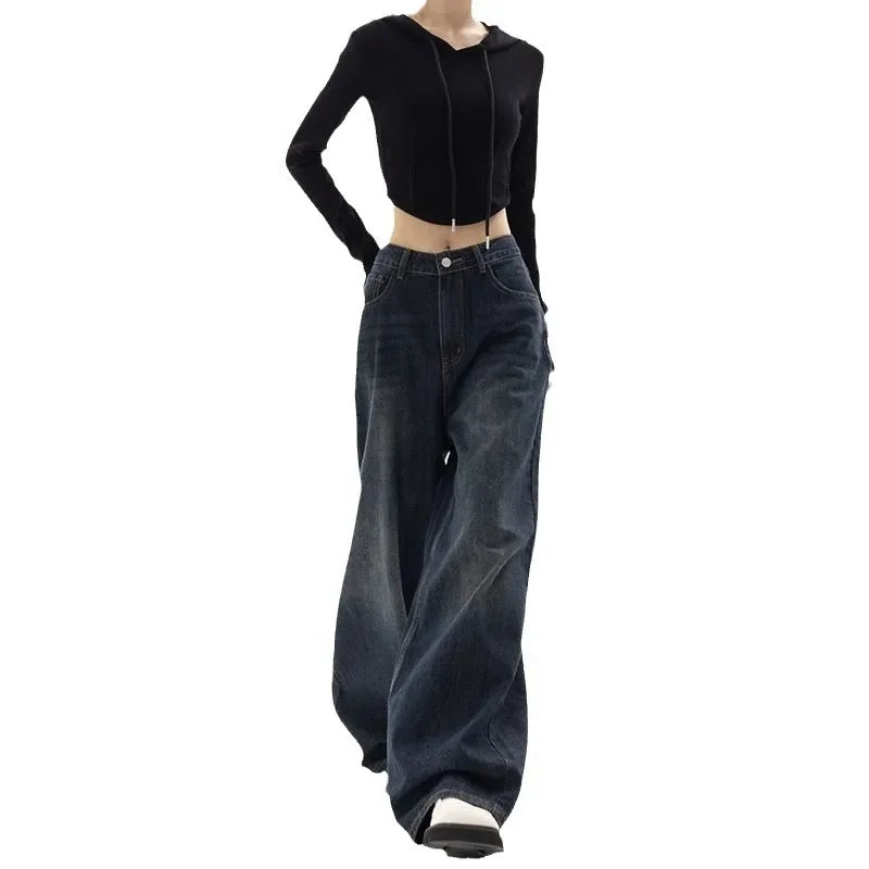 Retro Loose High Waist Wide Jeans