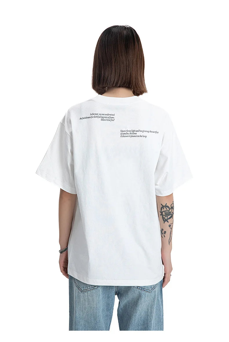 Extreme Vintage Butterfly Print Splicing T-Shirt