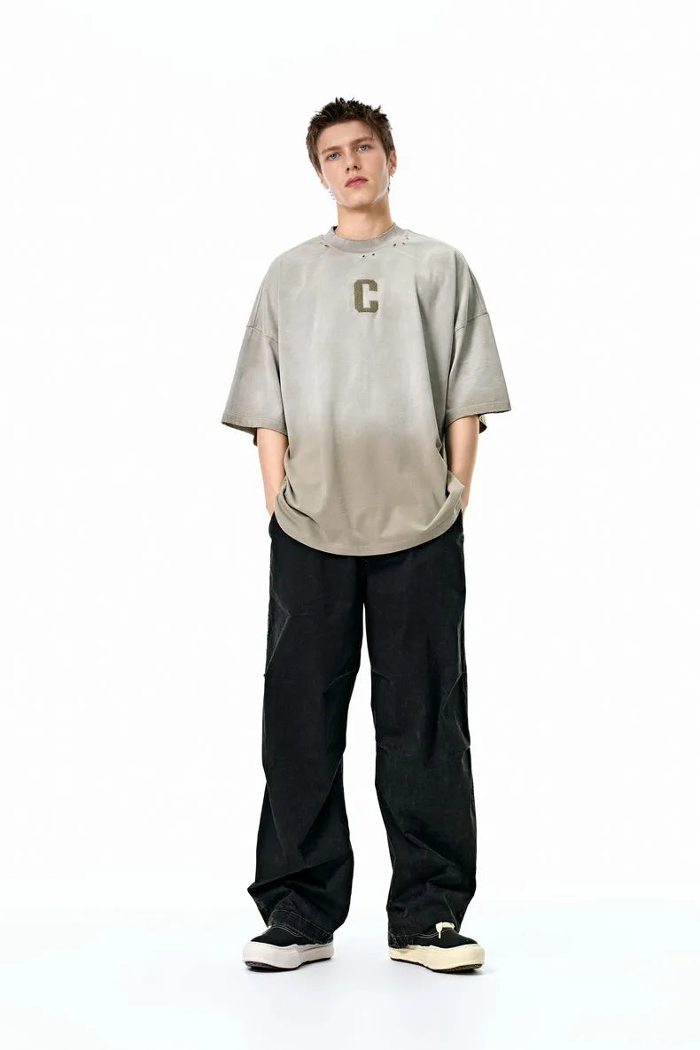 American Vintage Gradient Washed Letter T-Shirt