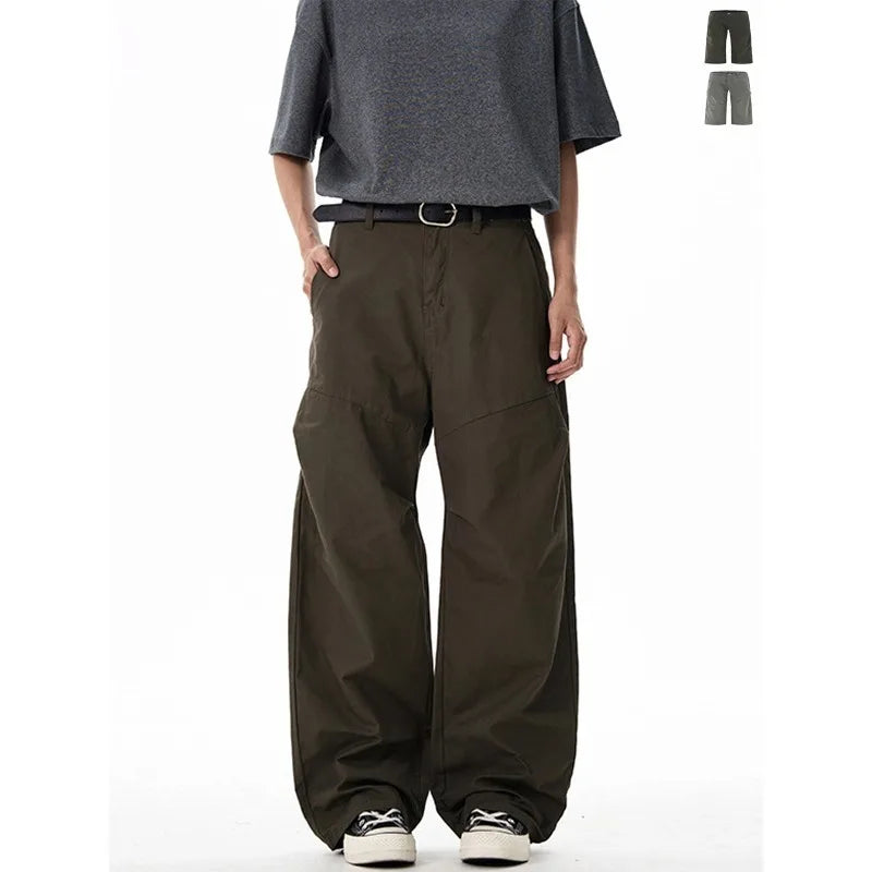 Lightweight Retro Pleated Parachute Pants