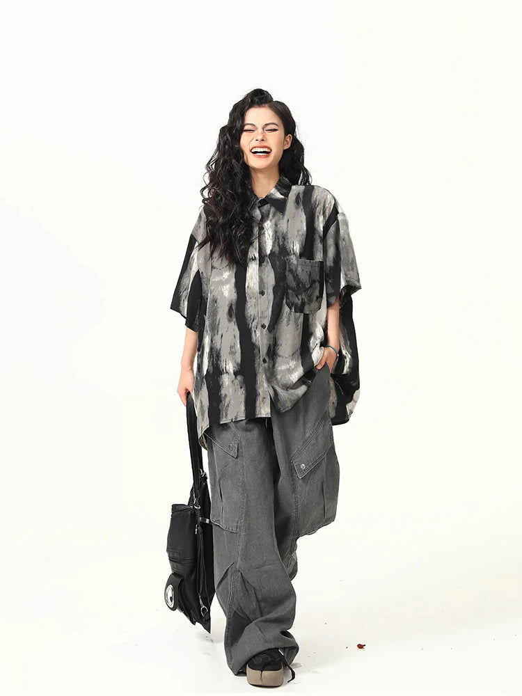 Ink Tie Dye Casual Long Shirt