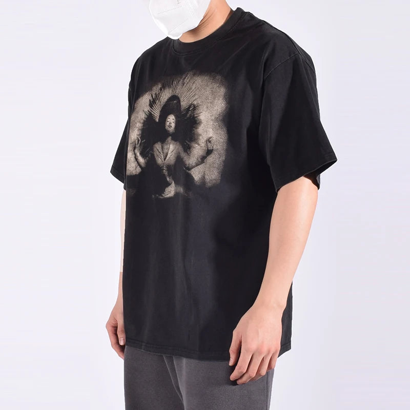 Vintage Portrait Pattern Printed T-Shirt