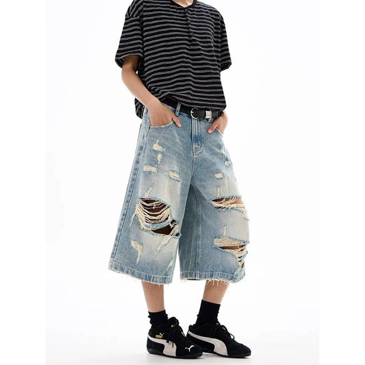 Vintage Distressed Blue Denim Shorts Jeans