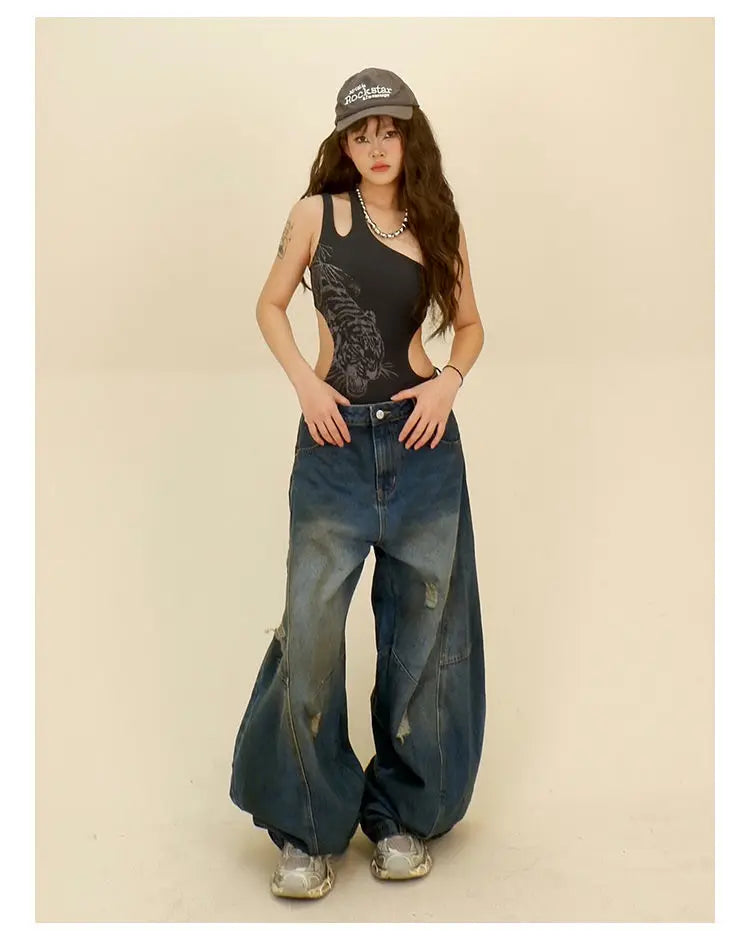Trendy Loose Retro Wide Leg Jeans