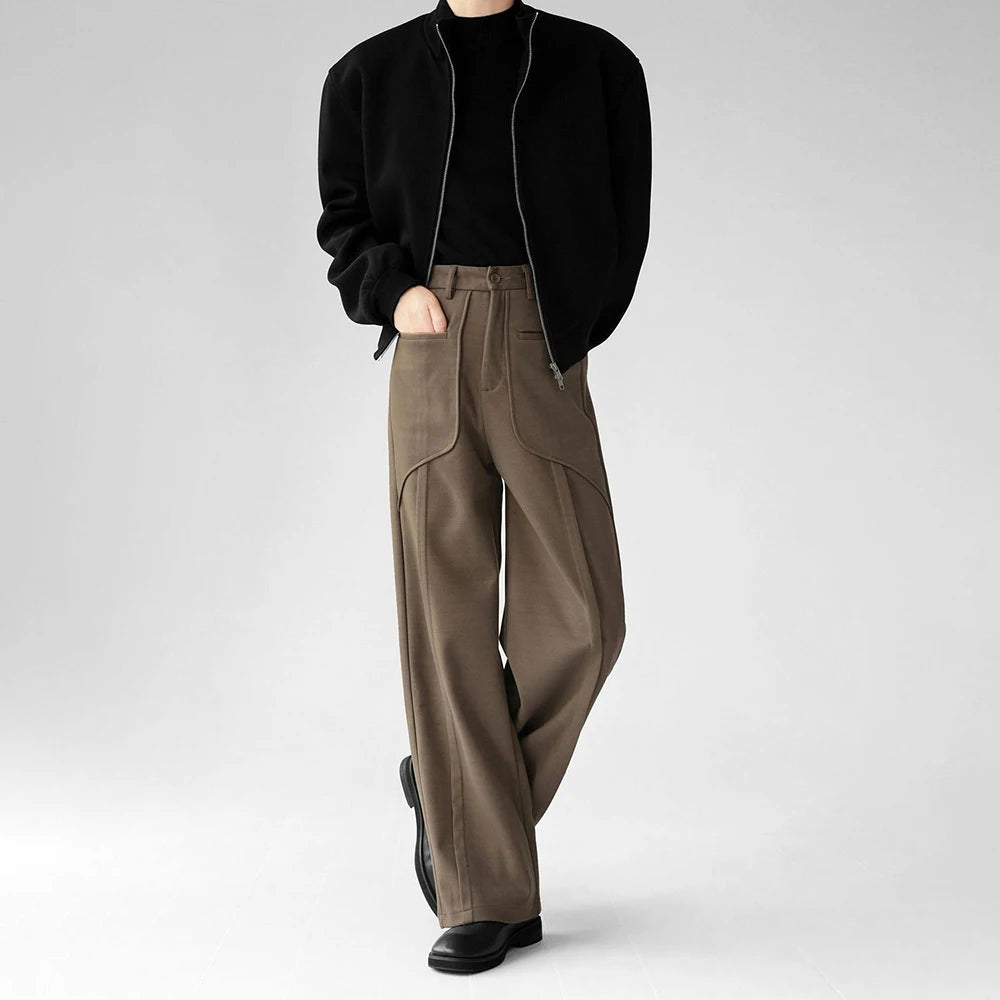 Luxury Woolen Wide Leg Casual Pants