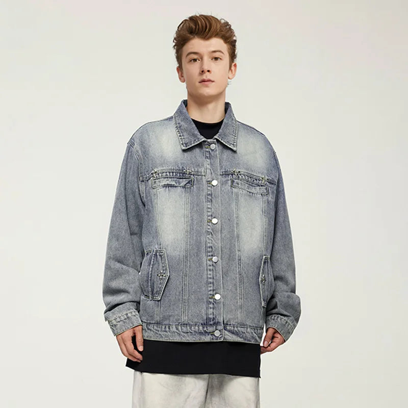 Vintage Washed Denim Jacket Outerwear