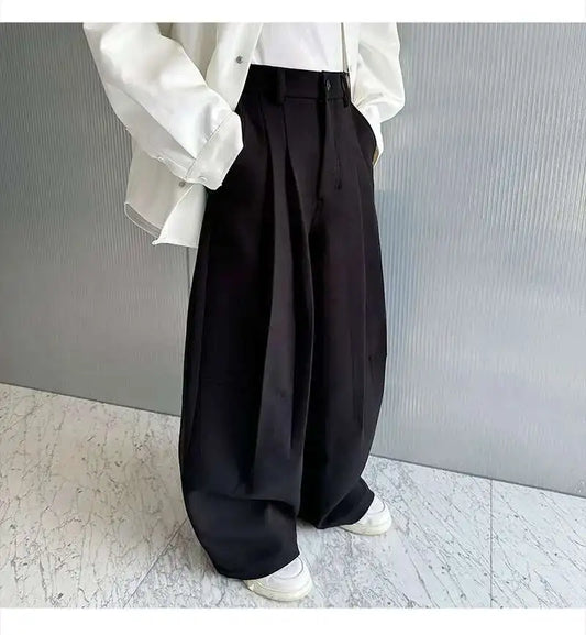 Versatile Slim Thickened Pleated Wide Pants