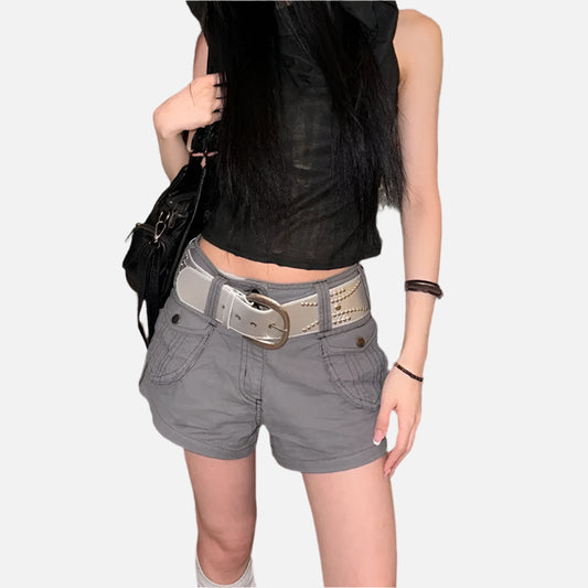 Gray Cargo Pocket Sexy Y2K Short