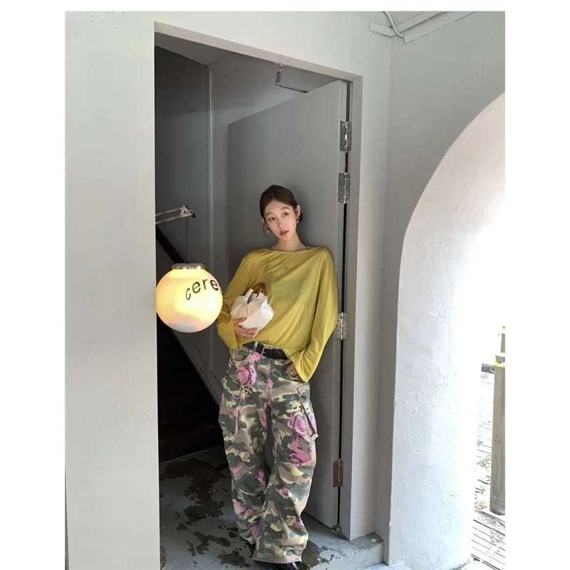 Vintage Printing High Waist Loose Jeans