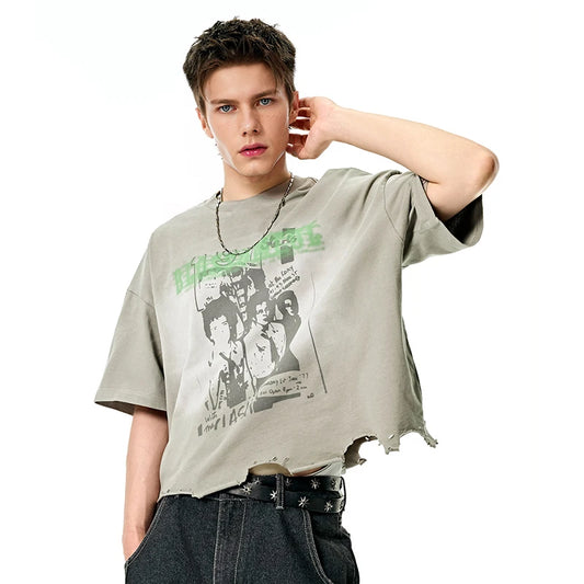 Vintage Distressed Graphic Print Boxy T-Shirt