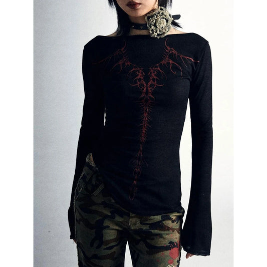 Retro Vintage Flare Sleeve Square T-Shirt