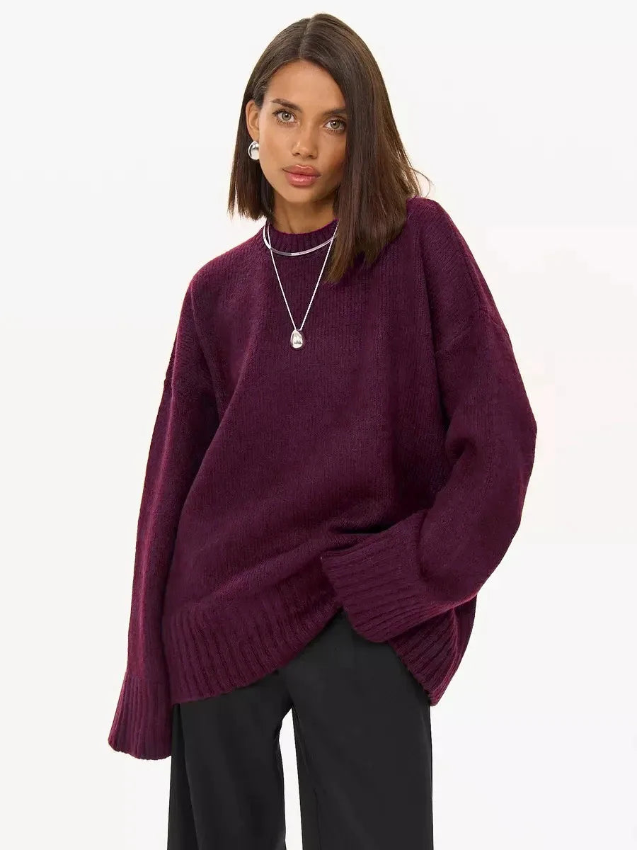 Brown Oversize Horn Cuff Sweater