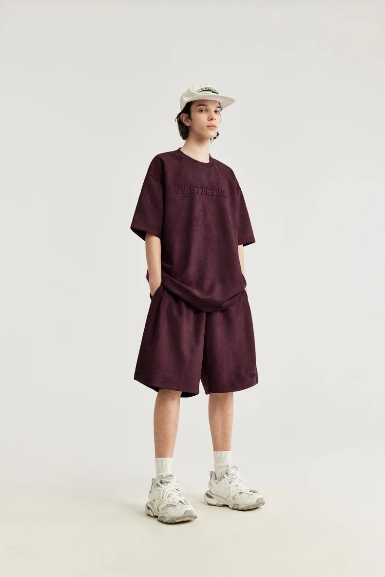 Embossed Oversized Summer Tracksuit Set T-Shirt