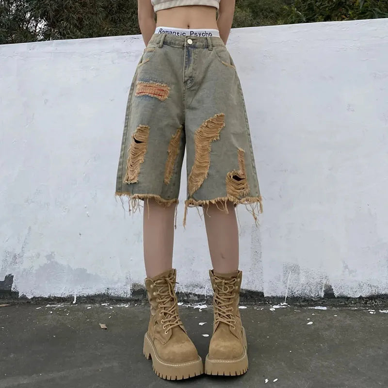 Vintage Washed Denim Shorts