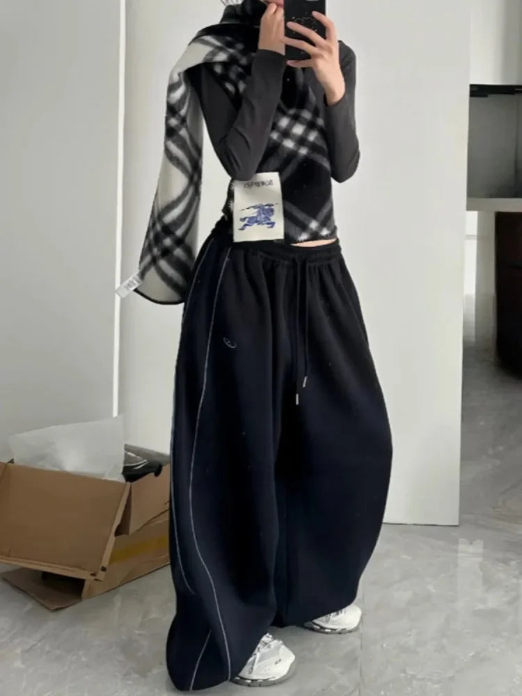 Chic Striped Oversized Sweatpants Korean Pants