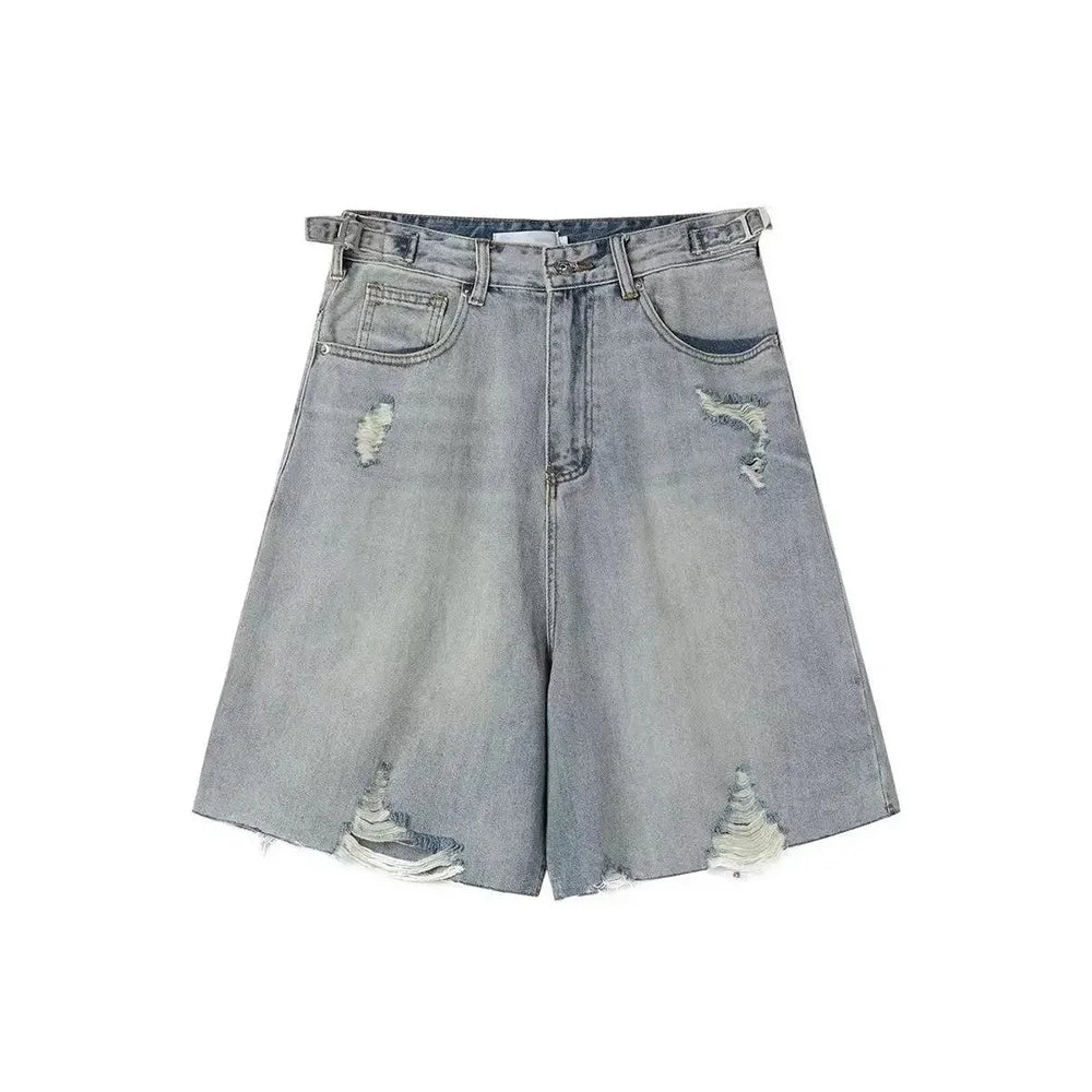 Vintage Washed Ripped Denim Shorts