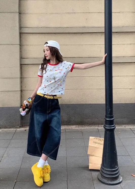 Oversize Vintage Cargo Calf-Length Denim Jorts