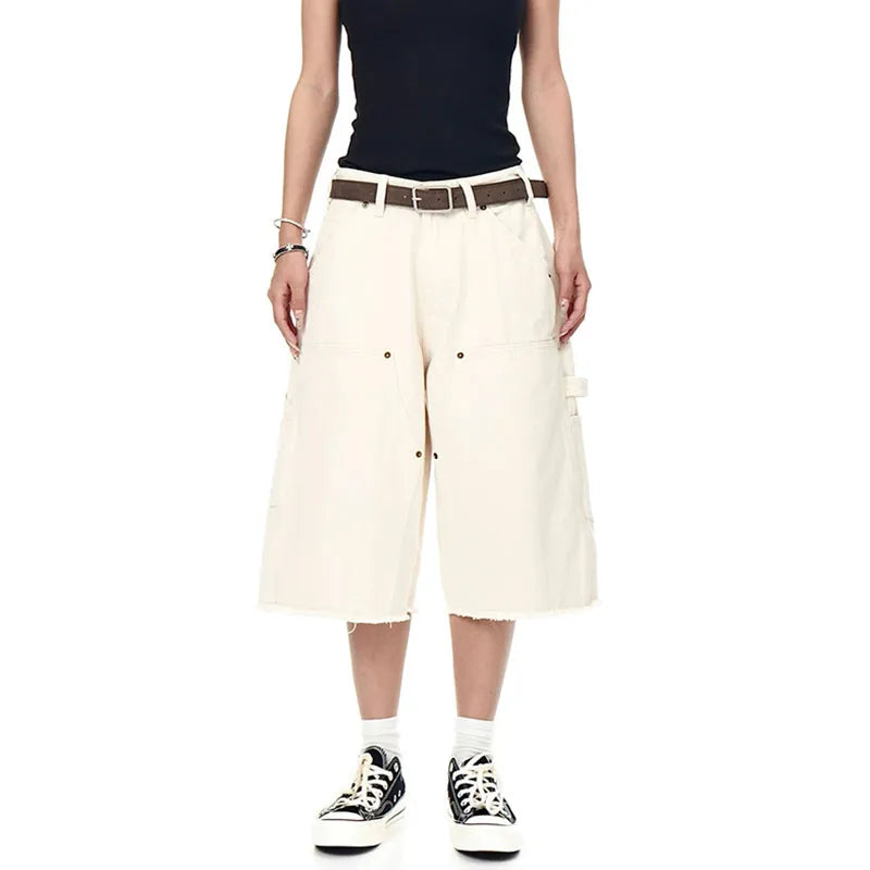 Loose Khaki Straight Leggings Short