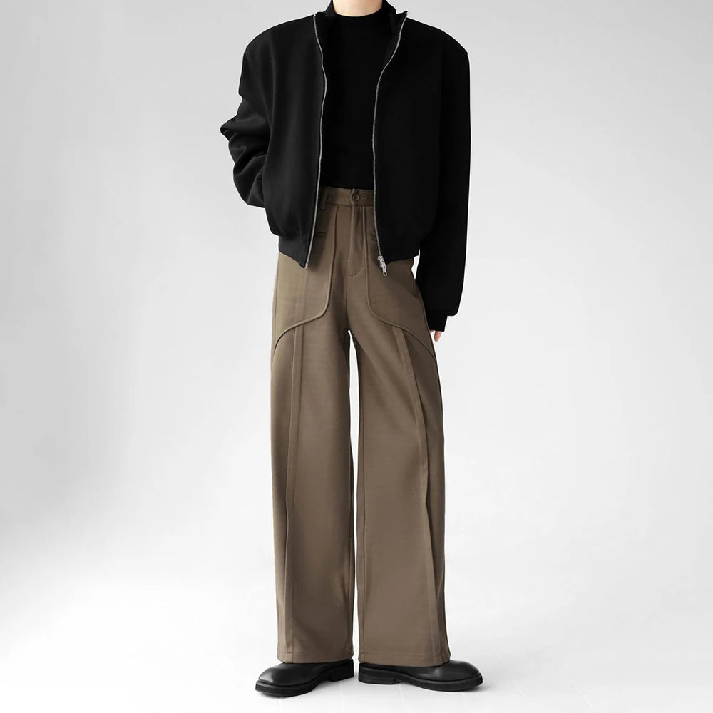 Luxury Woolen Wide Leg Casual Pants