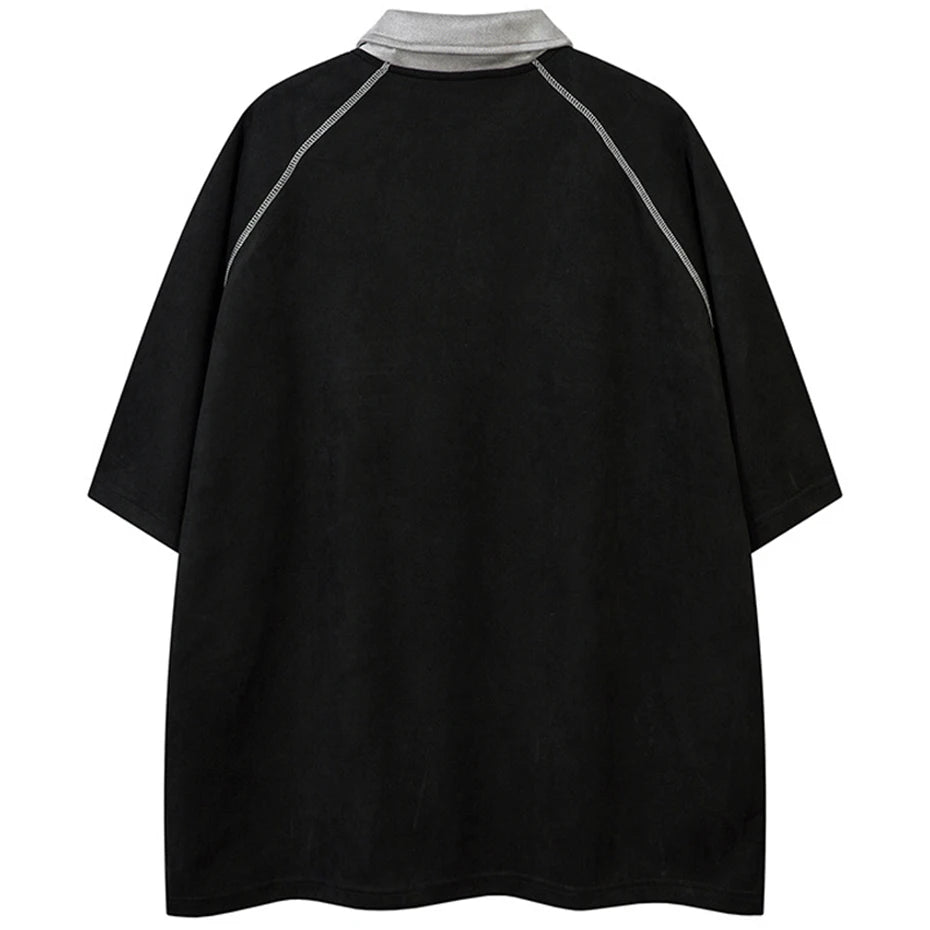 Suede Letter Embroidery Loose T-Shirt