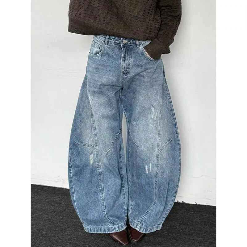 Vintage High Waist Baggy Blue Jeans