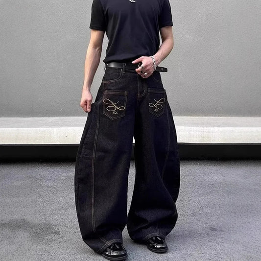 Retro Y2K Pocket Decoration Loose Jeans