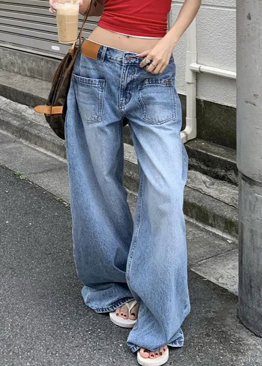 Retro High Waisted Blue Denim Jeans