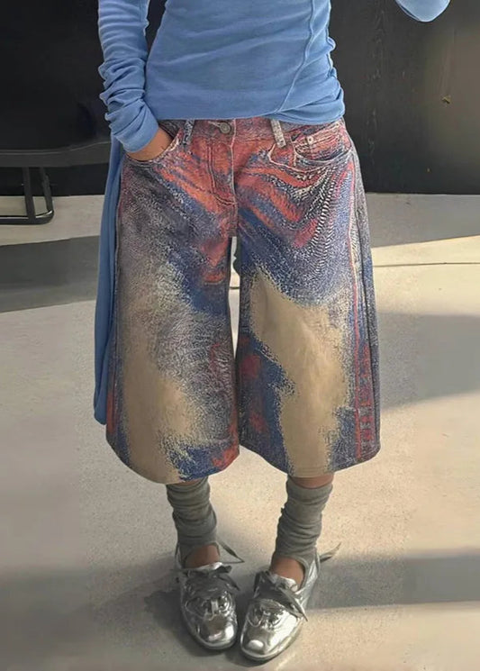 High Waist Blue Denim Summer Jorts