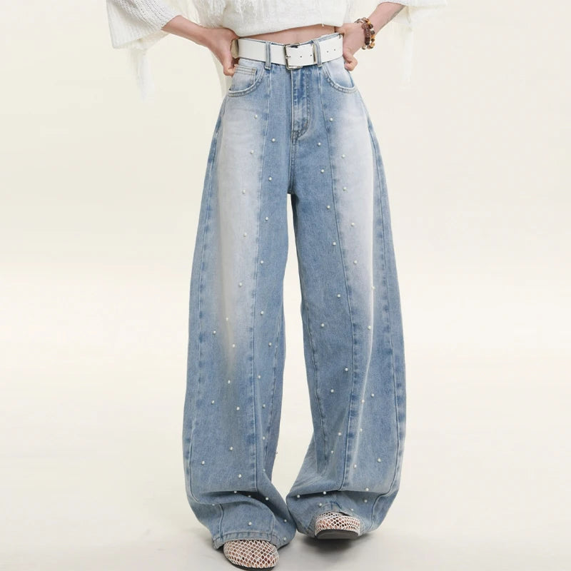 Vintage American Stitching Loose Straight Jeans