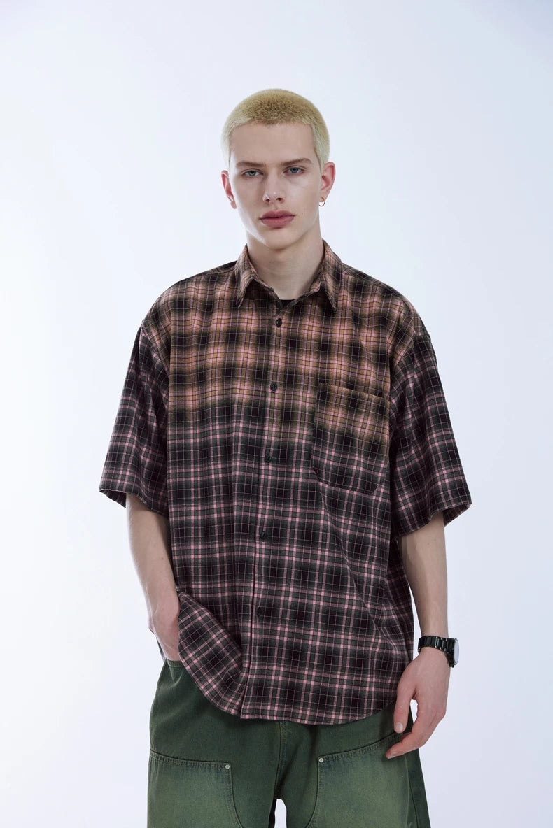 Oversized Plaid Heavyweight Short Sleeved Shirt