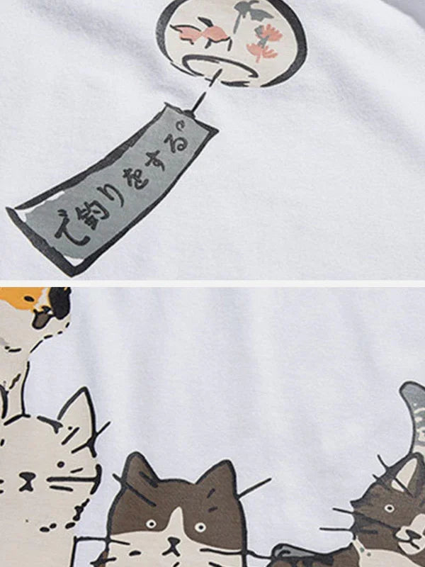 Graffiti Cat Graphic Short Sleeve T-Shirt