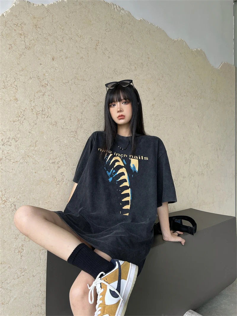 Nin Inch Nail Retro Oversized T-Shirt