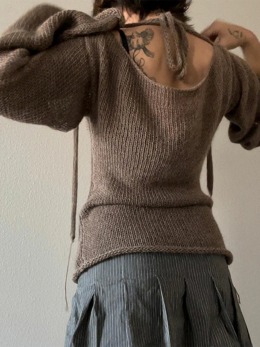 Elegant Knit Boat Neck Sweater T-Shirt