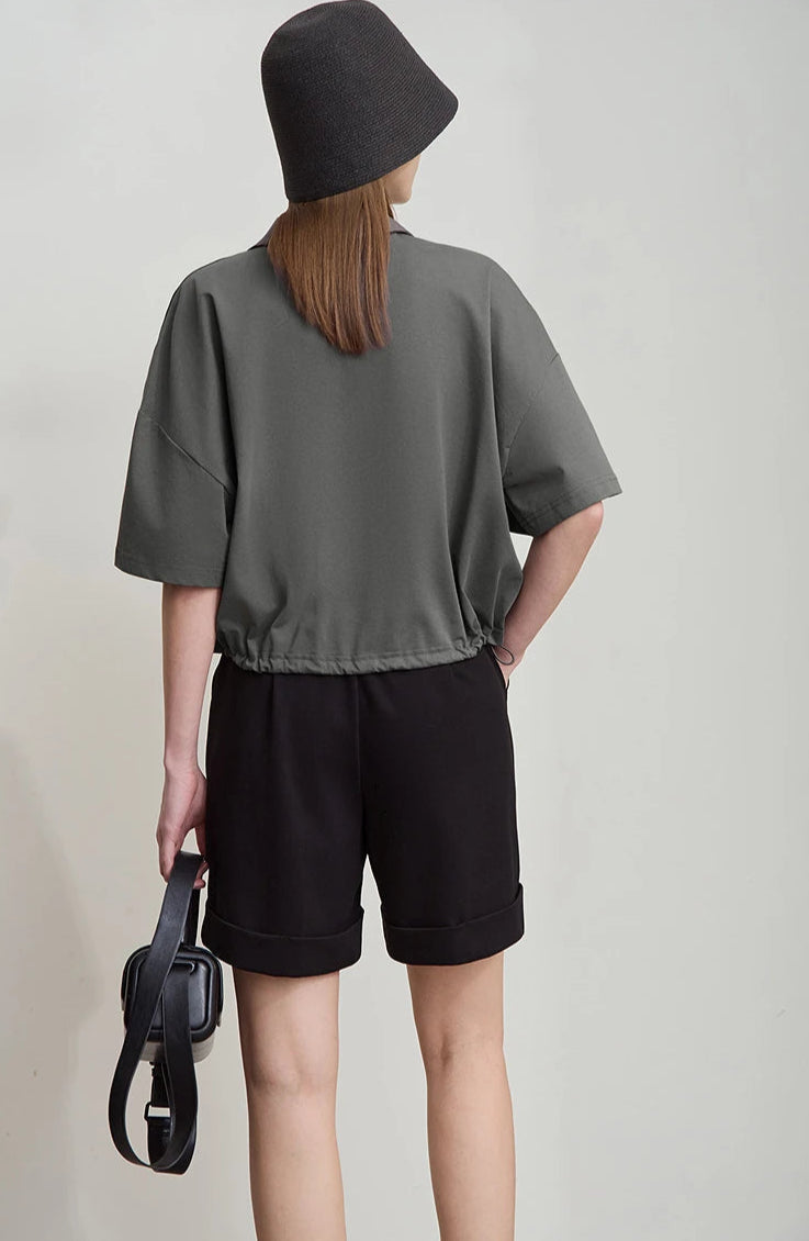 Chic Minimalist V-Neck Cotton T-Shirt