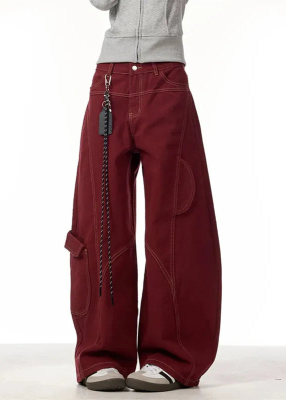 Vintage Red High Waisted Straight Jeans