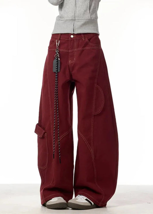 Vintage Red High Waisted Straight Jeans