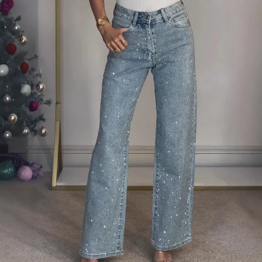 Diamonds High Waist Distressed Denim Jeans