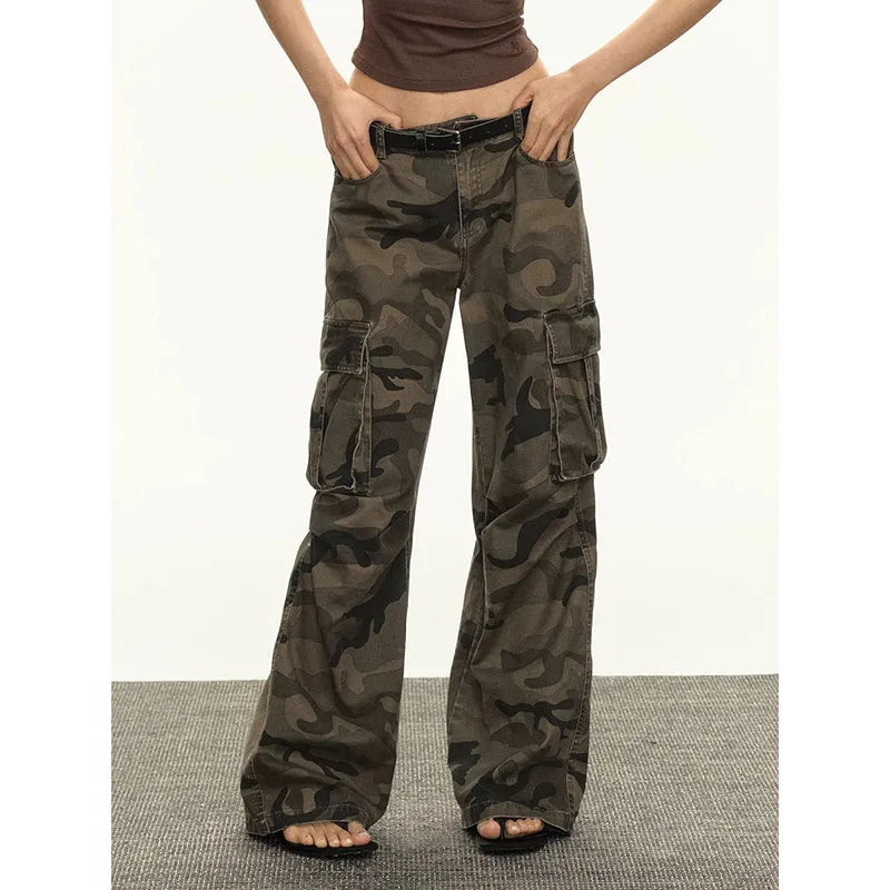 Retro Camouflage High Waist Flared Jeans