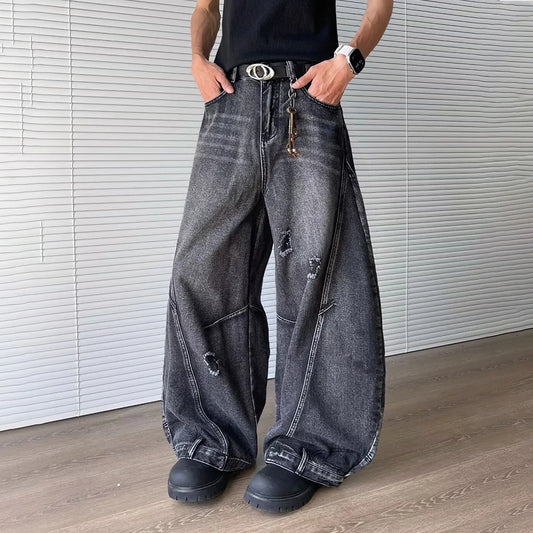 Retro Loose Washed Solid Color Jeans
