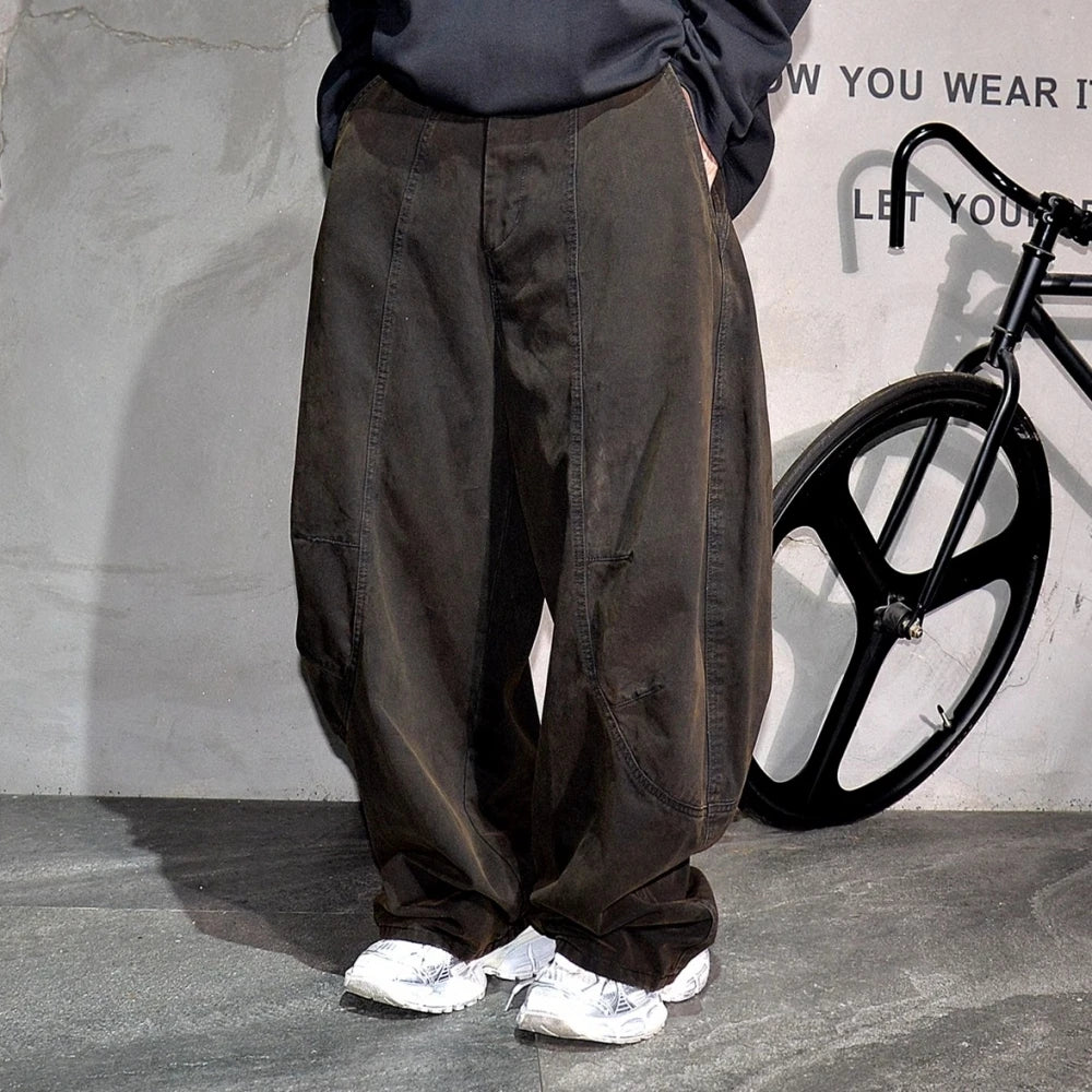 Brown Vintage Korean Wide Leg Jeans