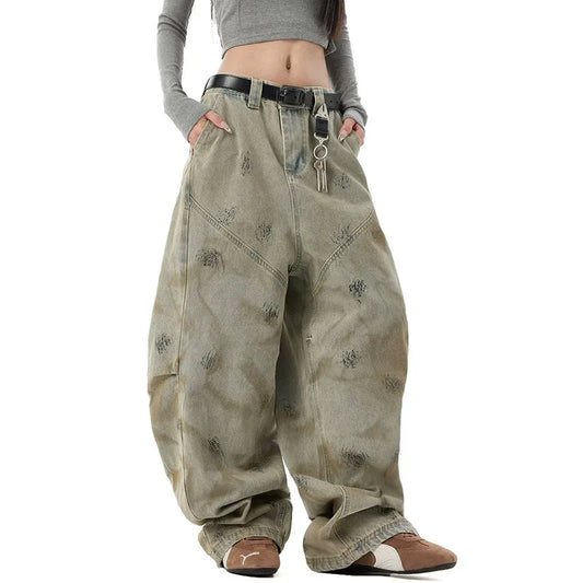 Blue Graffiti Vintage High Waisted Jeans