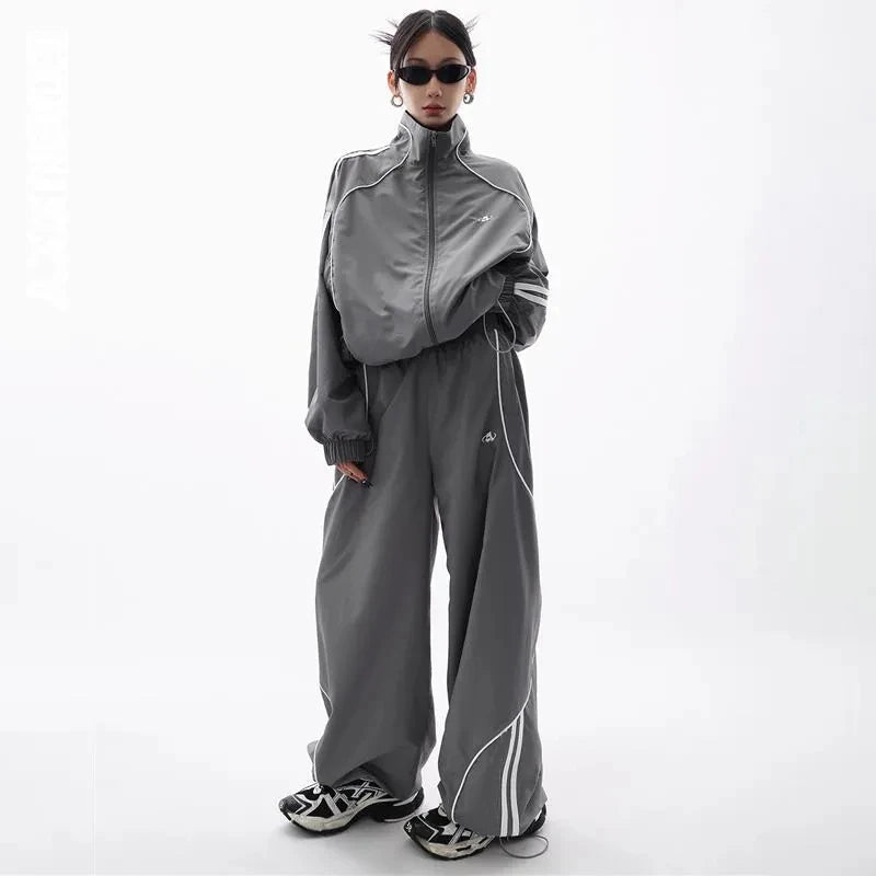 Grey Loose Sports Jacket and Pants