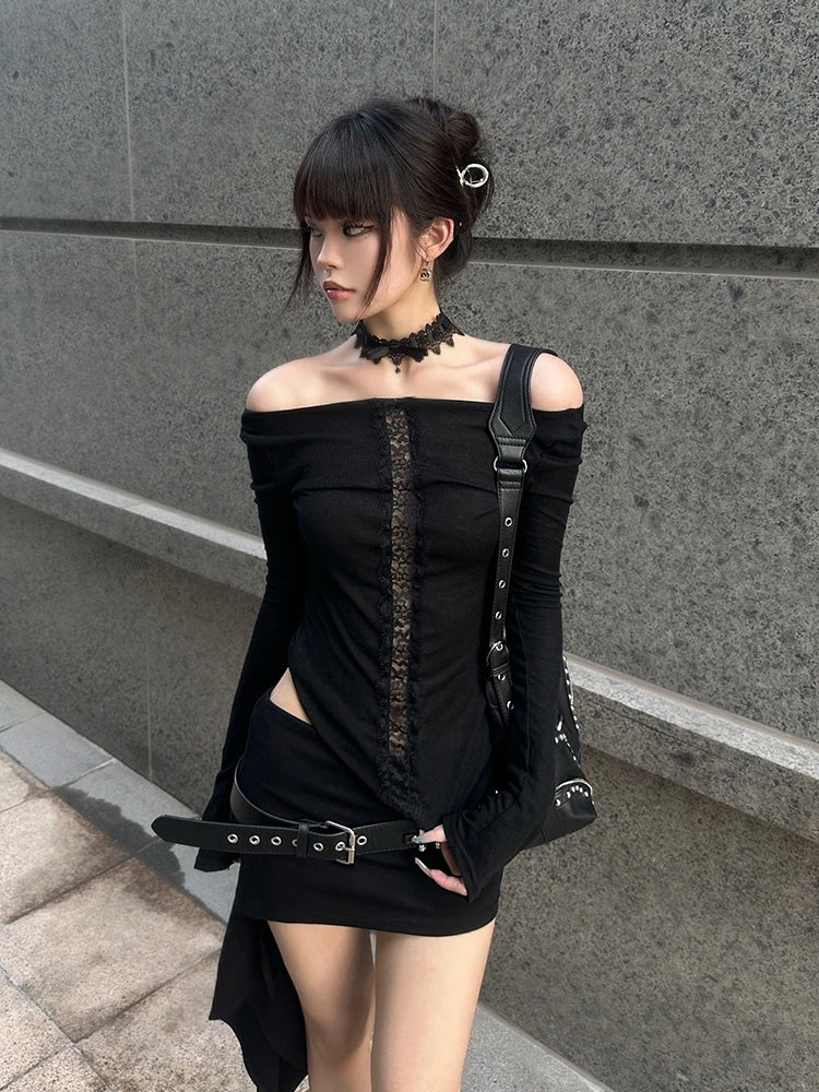 Vintage Gothic Slim Fit Long T-Shirt