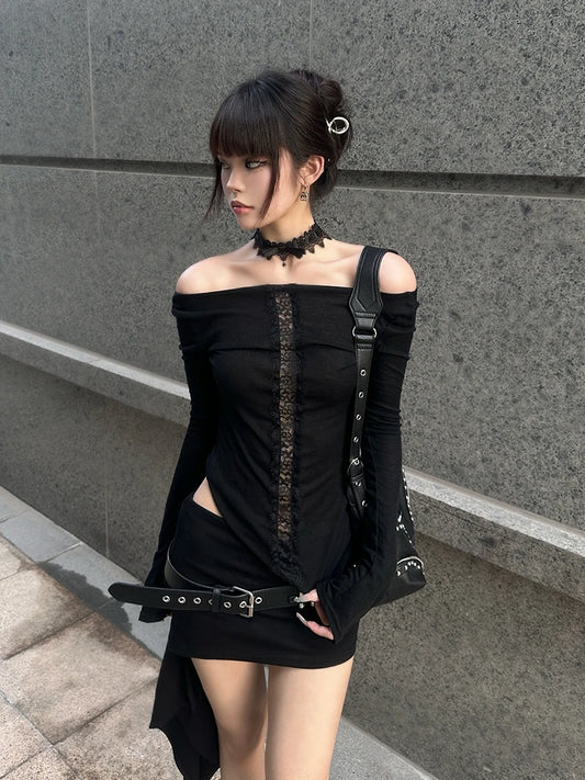 Vintage Gothic Slim Fit Long T-Shirt